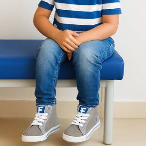 🔥 30% Off NEW Florsheim Gray Leather Fashion Sneaker 13 Unisex Boys High Top